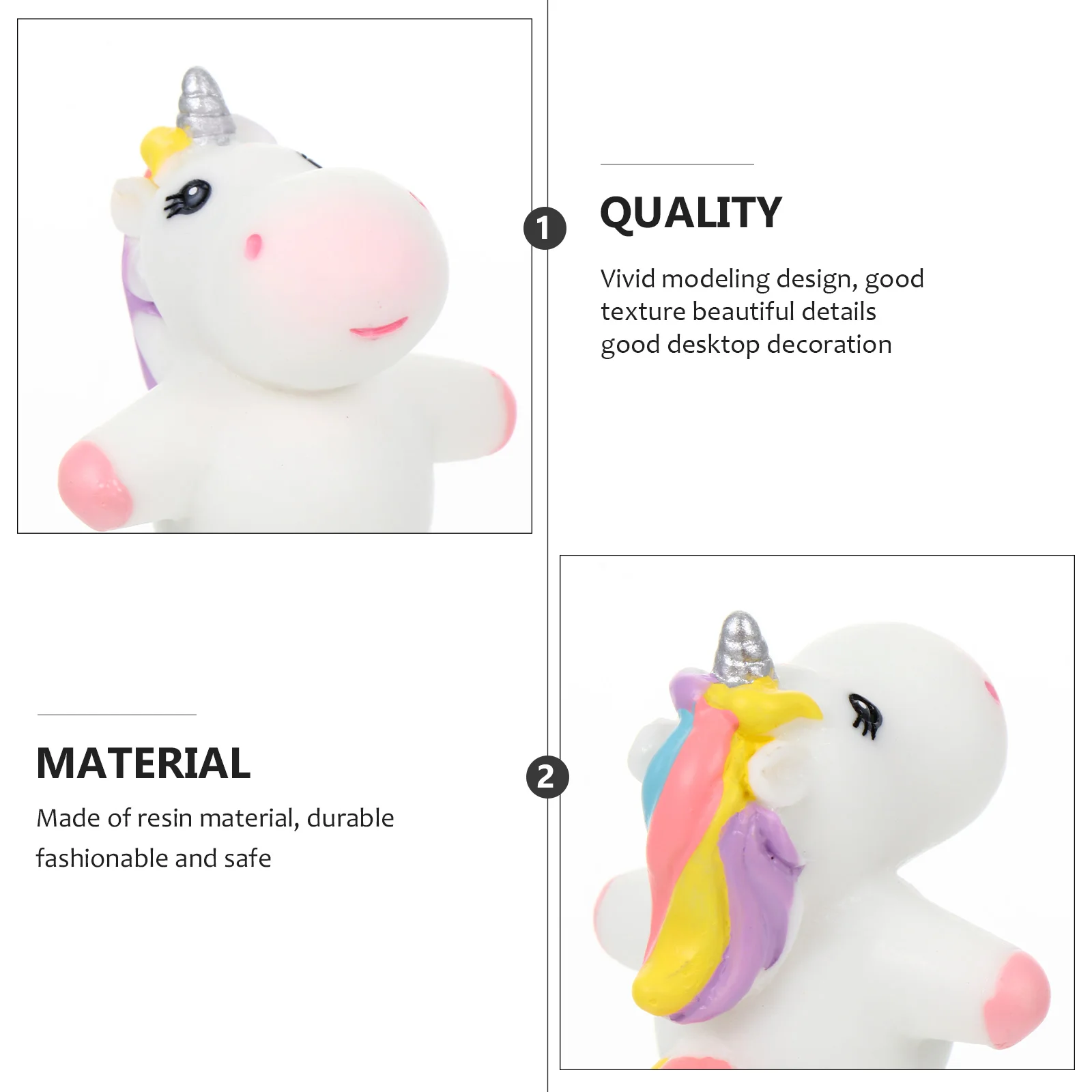 

4 Pcs Unicorn naments Resin Material Durable Fashionable Safe Unicorn Miniature Decoration Garden Kids Gift