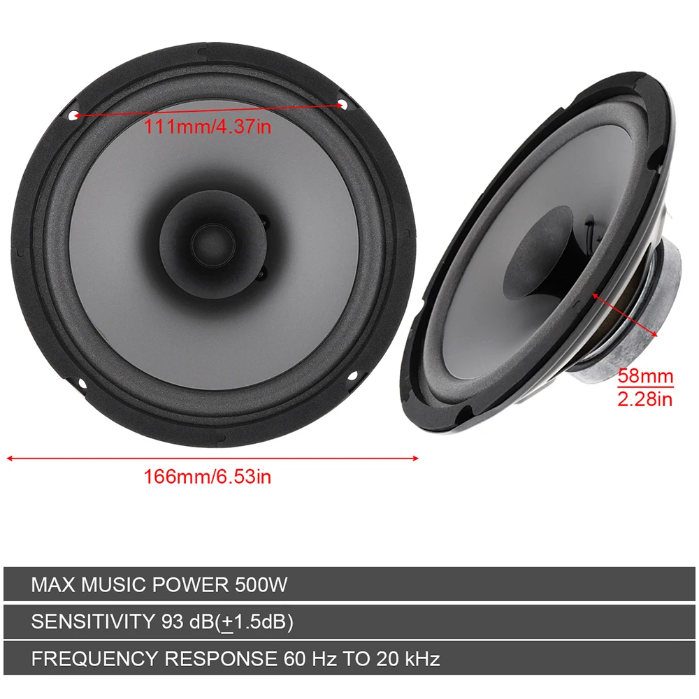 6 Inch 500W Universal Car HiFi Coaxial Speaker Vehicle Door Auto Audio Music Stereo Full Range Frequency Loudspeaker - Image 6