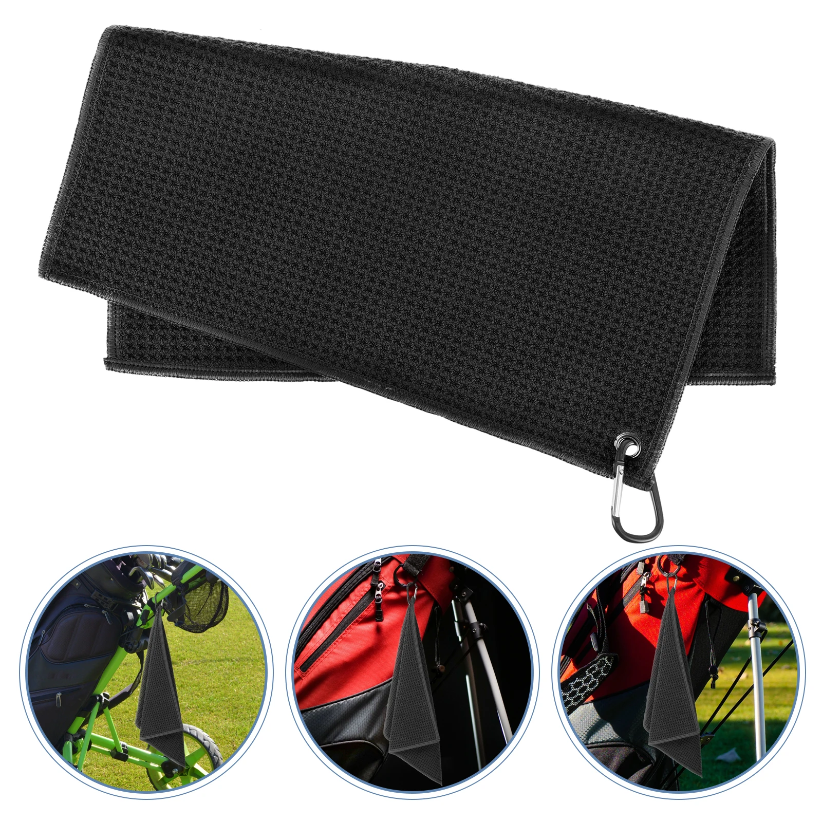 

2pcs Golf Towel Microfiber Portable Cleaning Tool For Balls Clubs Lightweight Breathable Multi-Directional Wipe With Buckle