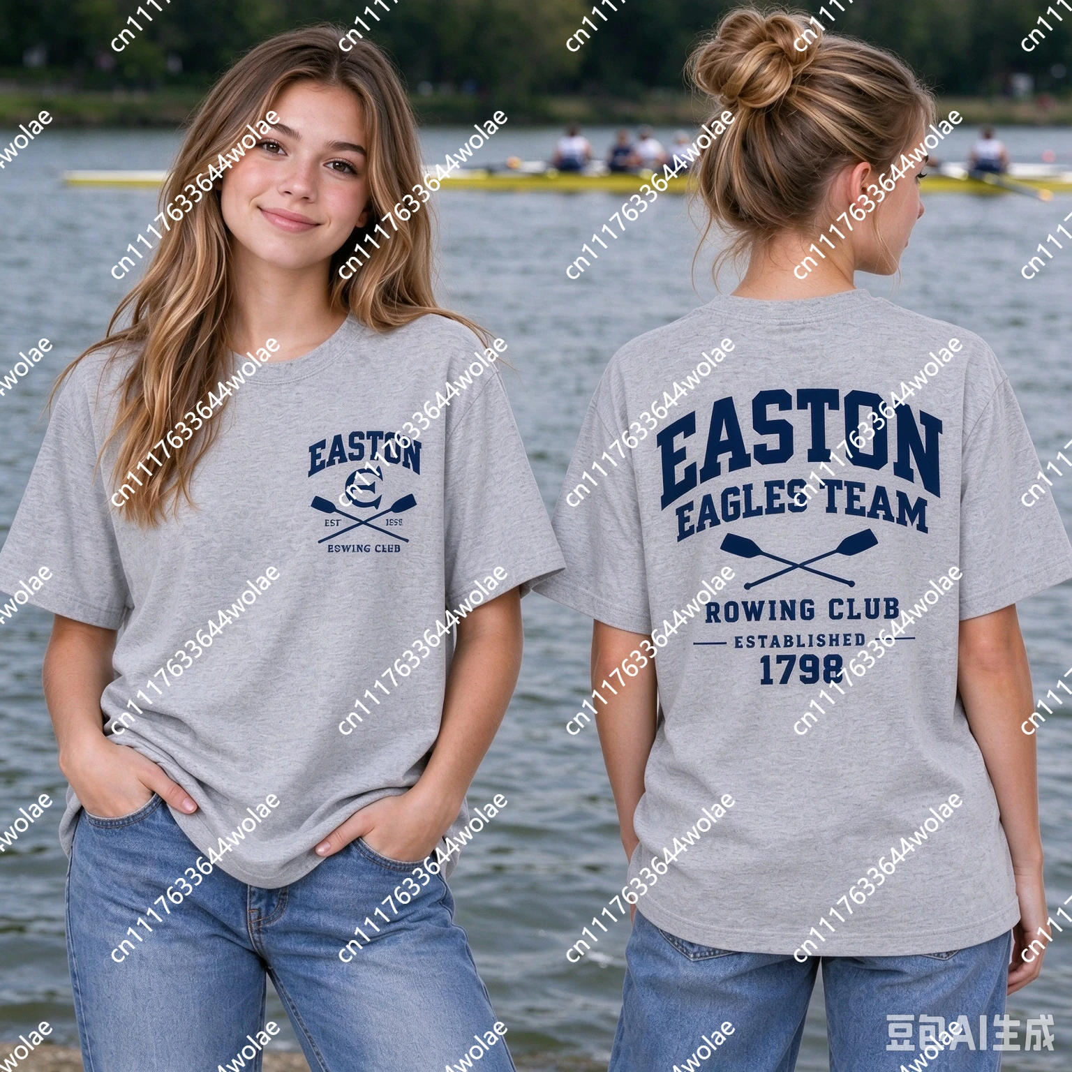 2026 Summer New Women's American Preppy T-Shirt Crew Girl Merch EASTON PREP Style Tank EAGLES Rowing Team Uniform Sports Top