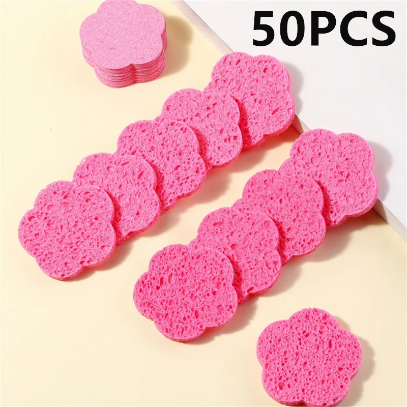 5/10/20/50 Uds. Esponja de lavado de cara comprimida con forma de flor, esponja de lavado de cara, esponja facial espumosa, esponja cosmética para limpieza facial