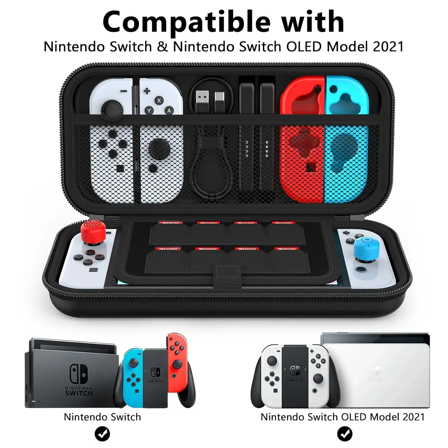 Black Handbag Case Compatible with Switch,Carry Case with More Space,Diamond Patterned Protective Case for Nintendo Switch