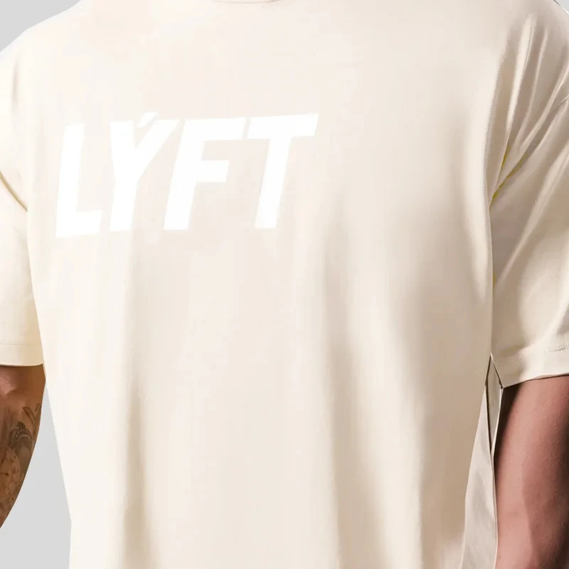 LYFT Summer Men T Shirt Letter GYM Print Mens Oversize Hip Hop Short Sleeve Casual Cotton Mens Streetwear Top Tees Active Shirt