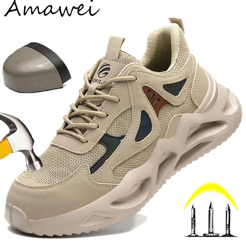 Men Work Safety Shoes Anti-puncture Work Sneakers Male Indestructible Work Shoes Ankle Boots Lightweight Womens Safety Boots