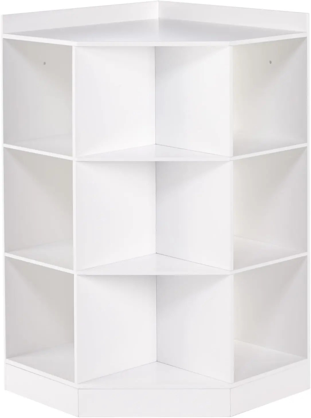 Kids 6-Cubby, 3-Shelf, White Corner Storage Cabinet