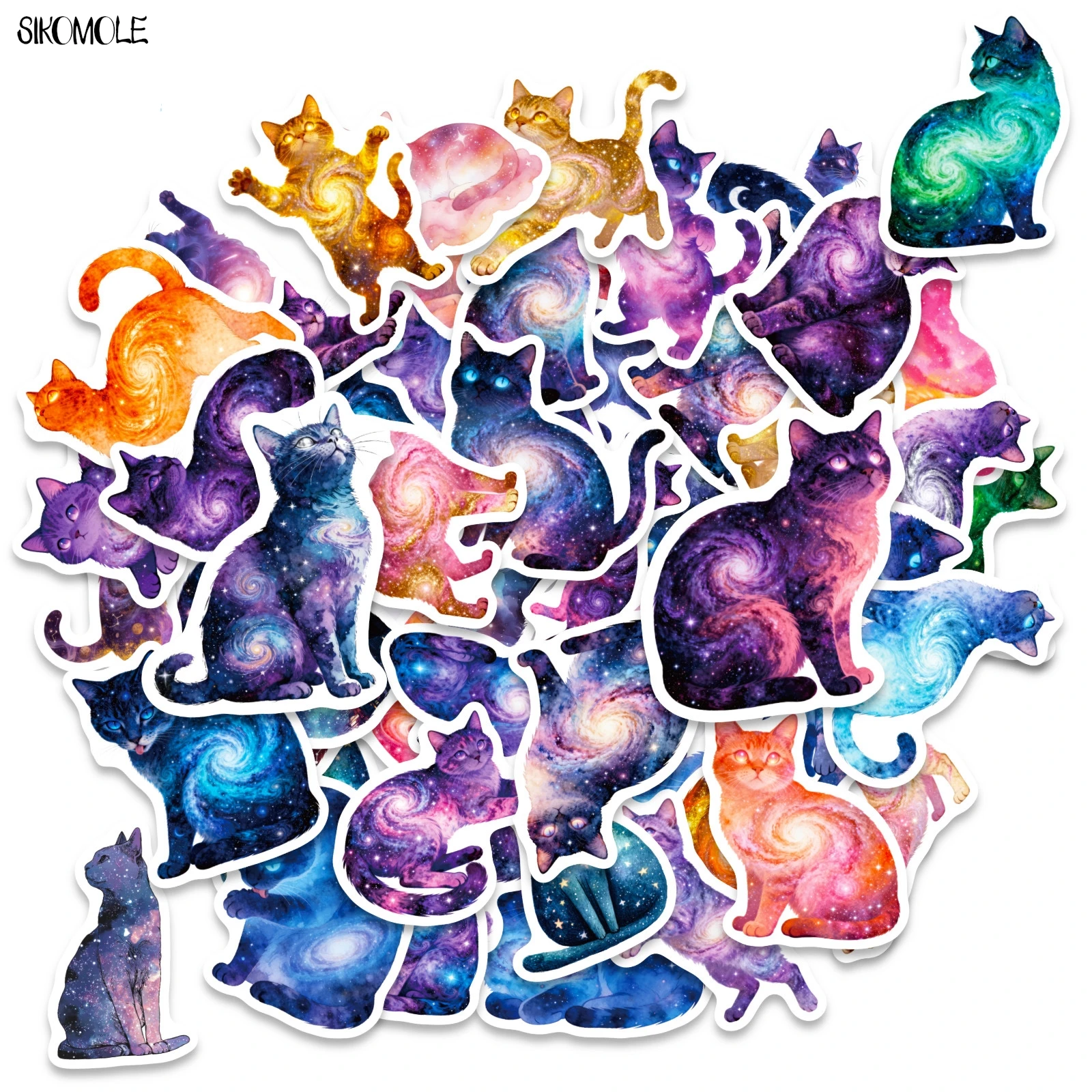 

10/30/56PCS Cartoon Universe Starry Sky Cat Stickers Kawaii Funny DIY Kids Toys Guitar Luggage Suitcase Decal Graffiti Sticker