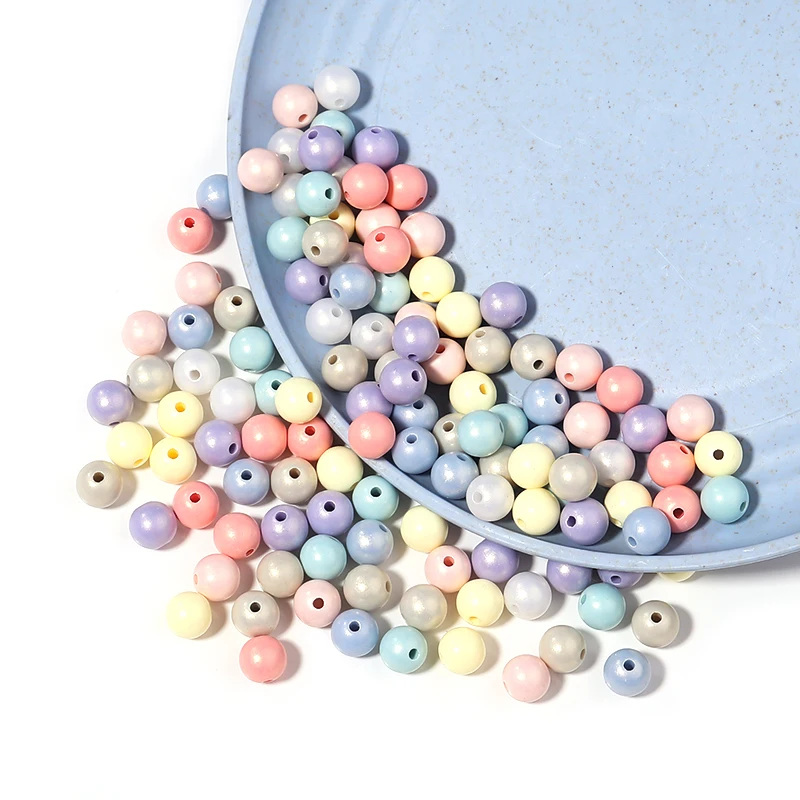 30-100Pcs Acrylic Macaron Mixed Colors Beads 6/8/10/12/14mm Loose Bead Jewelry Bracelets Necklace Charm Diy Round Accessories