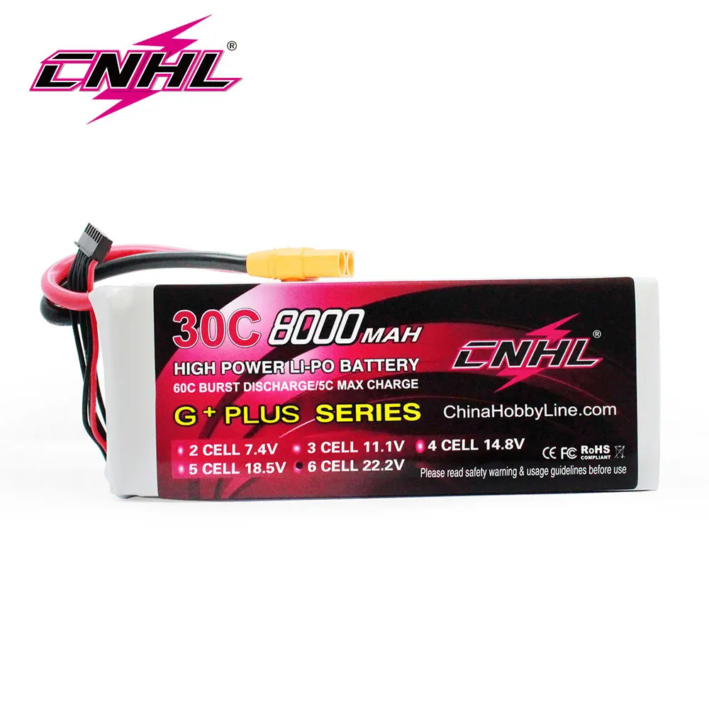 CNHL 2S 4S 5S 6S 7.4V 14.8V 18.5V 22.2V Lipo Battery 8000mAh 6200mAh 30C Soft Case With XT90 For RC Car Boat Evader BX Car