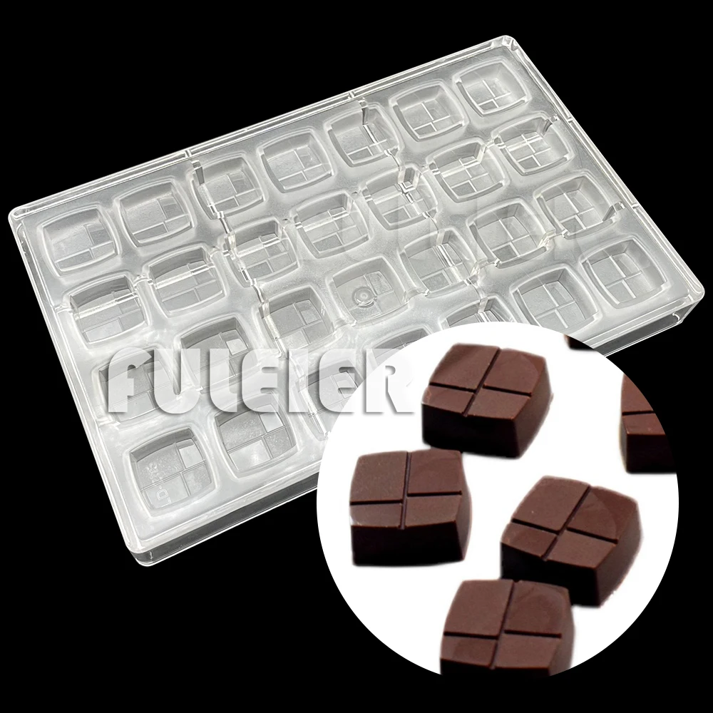 28 Holes Square Shapes Polycarbonate Chocolate Mold Baking Chocolate Sweets BonBon Cake Candy Mold Confectionery Tool