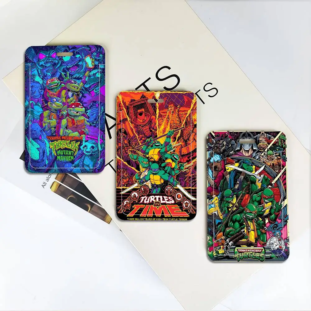 N-Ninja Turtles Anime Unisex Card Cover Women Lanyard Work ID Card Holder Business Work Card ID Badge Holder Bags Case