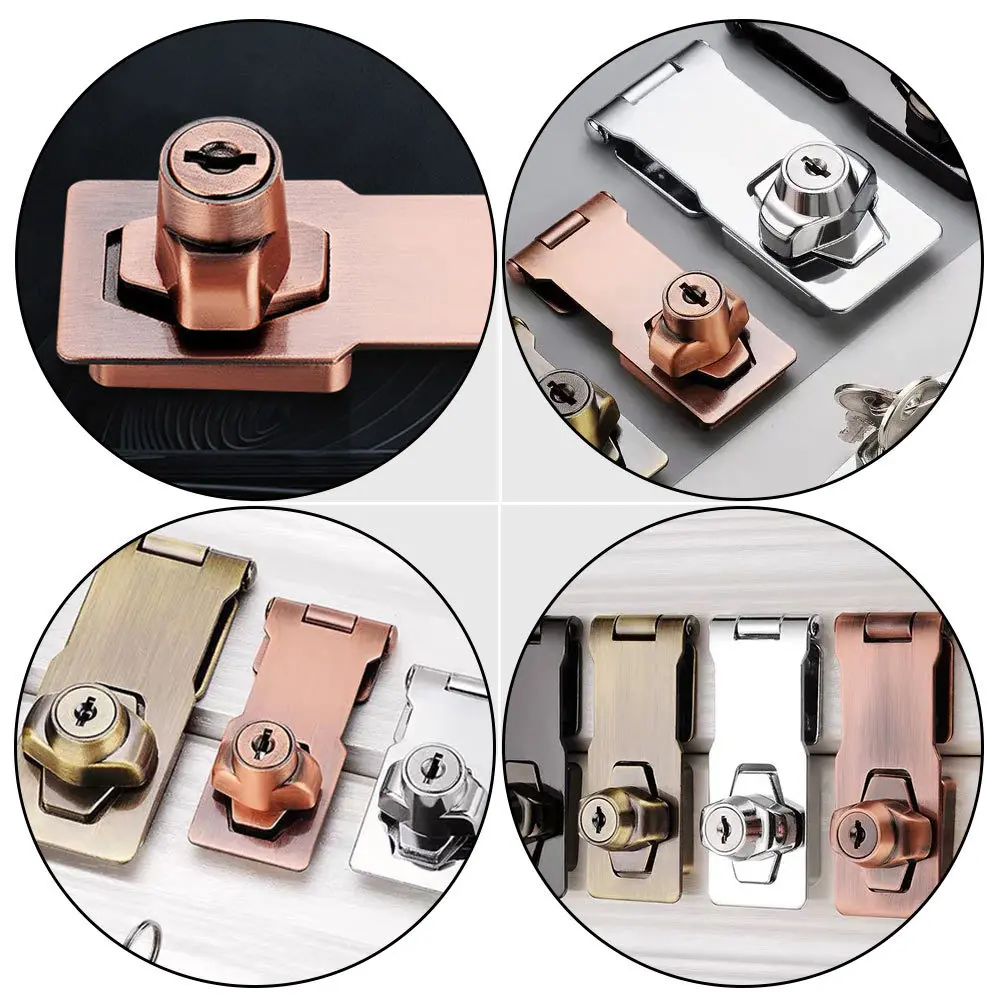 

Sturdy Keyed Hasp Lock Cabinet Security Latch Red Bronze No Key Needed Durable Anti Theft for Home Use Door Anti-Theft Buckle