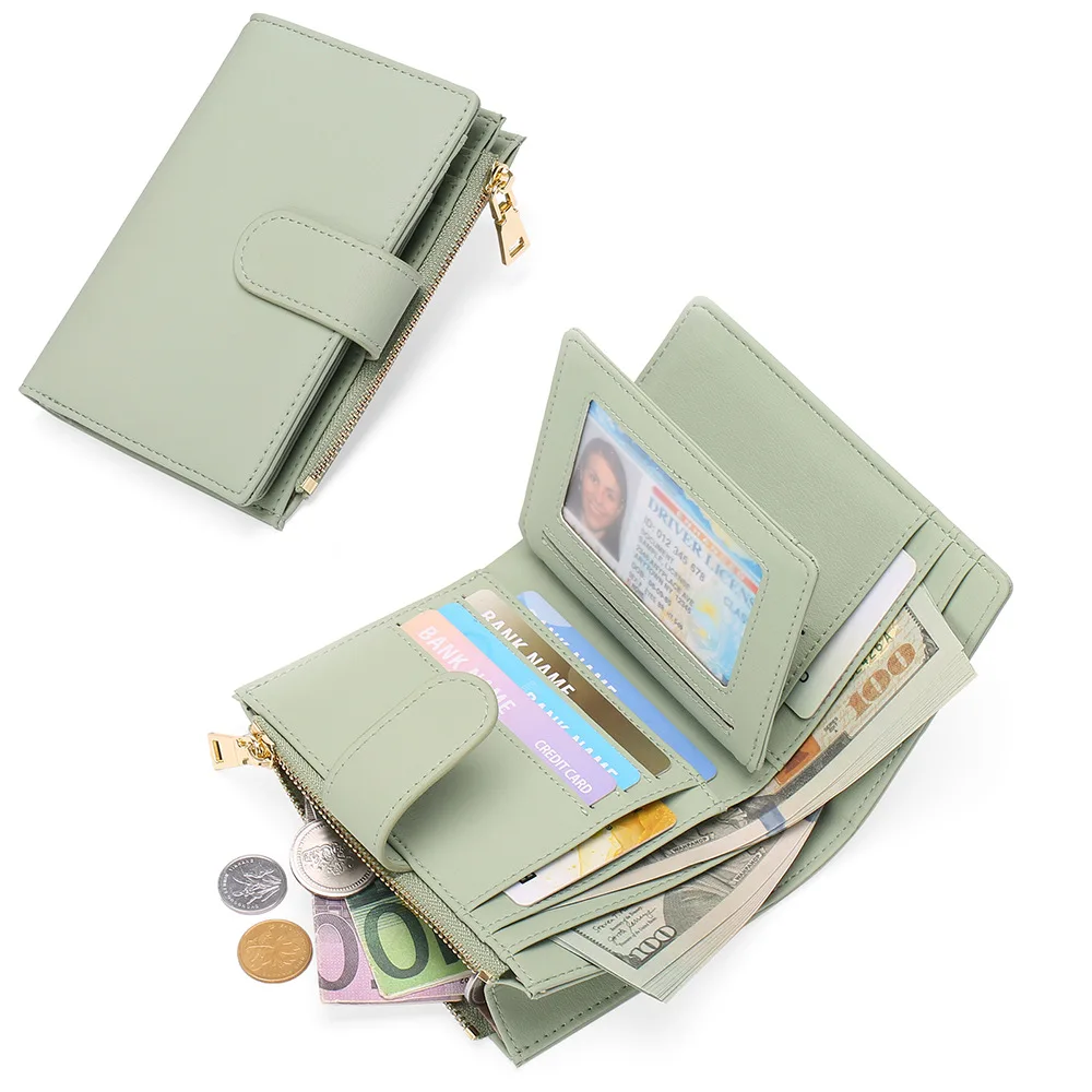 Ladies RFID Blocking Multi-Card Slot Wallets Luxury High-Quality Fashion Clutch Bag Coin Purse Stylish Handheld Money Holder
