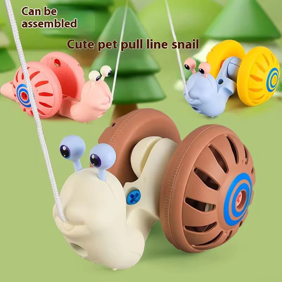 1 PCS Rope Assembly Pull Thread Snail Children's Puzzle Assembly Rattle Baby Outdoor Toddler Toy Children's Gift