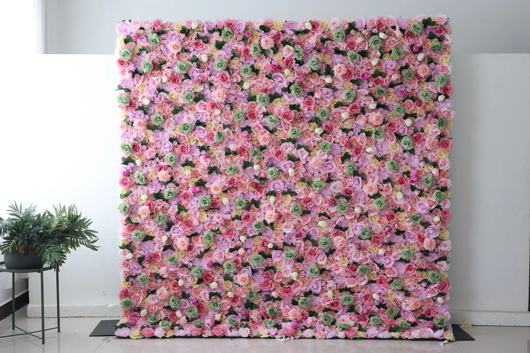 

Outdoor Wedding Backdrop 3D Pink-purple green rose Curtain Cloth Flower Wall Hydrangea Arrangement Floral Event Party Reception