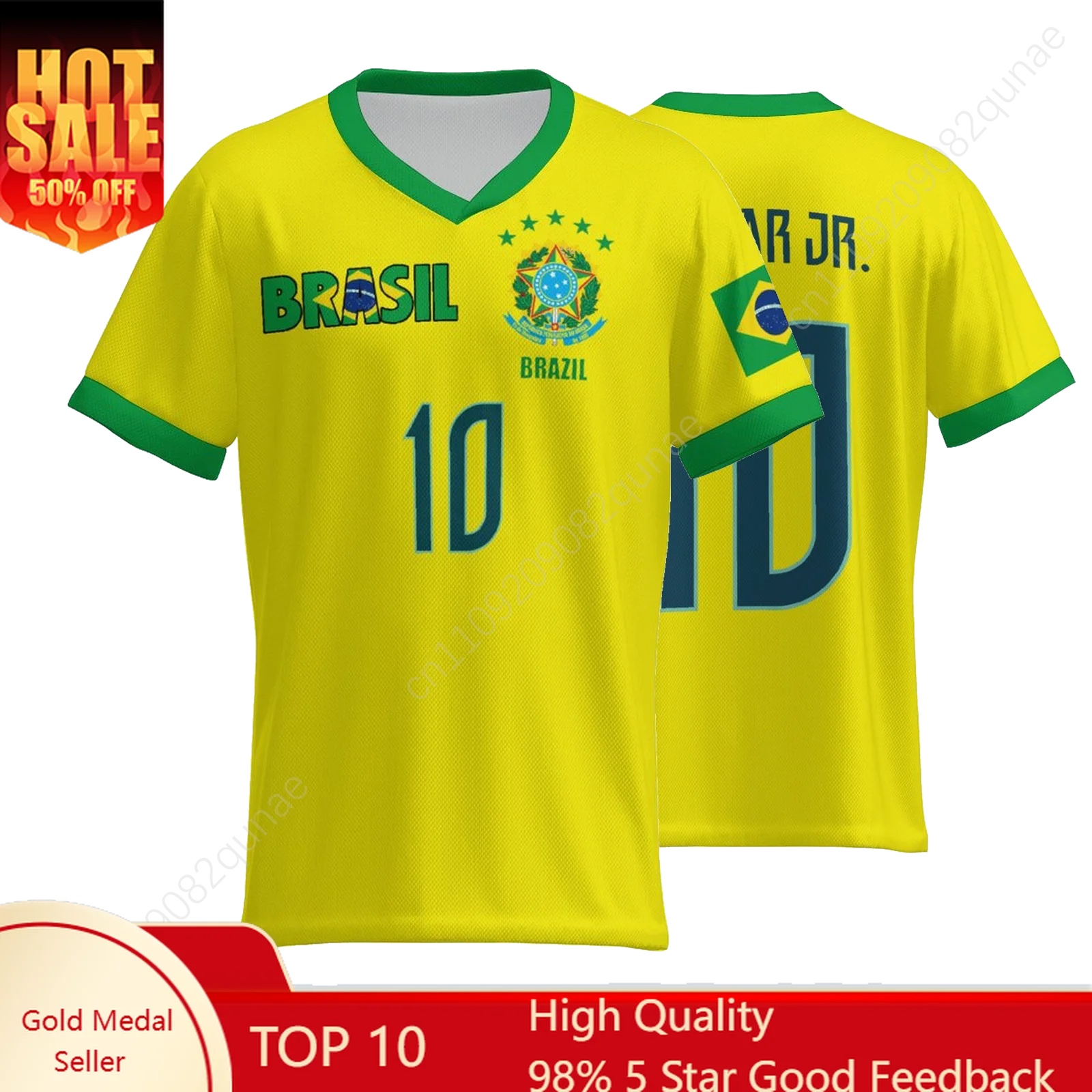

Brazil Jersey Football NO. 10 Sports T Shirt Brazilian Flag Jerseys Sports T Shirt Man Woman Soccer Short Sleeves TShirt