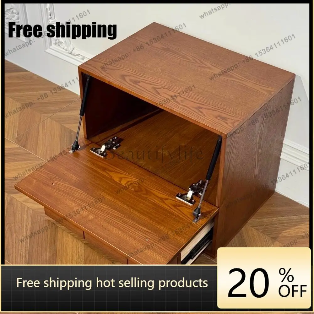 LD French retro solid wood bucket cabinet living room wall storage cabinet