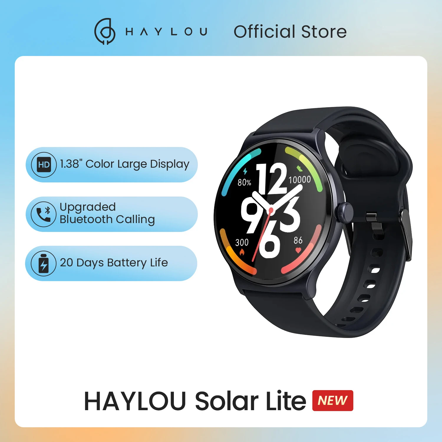 

HAYLOU Solar Lite Смарт-часы Bluetooth-вызовы Смарт-часы Мониторинг сердечного ритма и кислорода в крови Тестирование стресса сна Спортивные часы