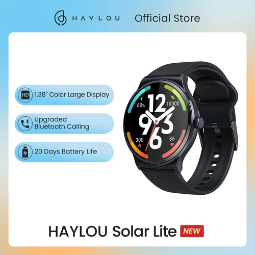 Reloj inteligente HAYLOU Solar Lite con llamadas Bluetooth, reloj inteligente con control del ritmo cardíaco y del oxígeno en sangre, prueba de estrés durante el sueño, reloj deportivo