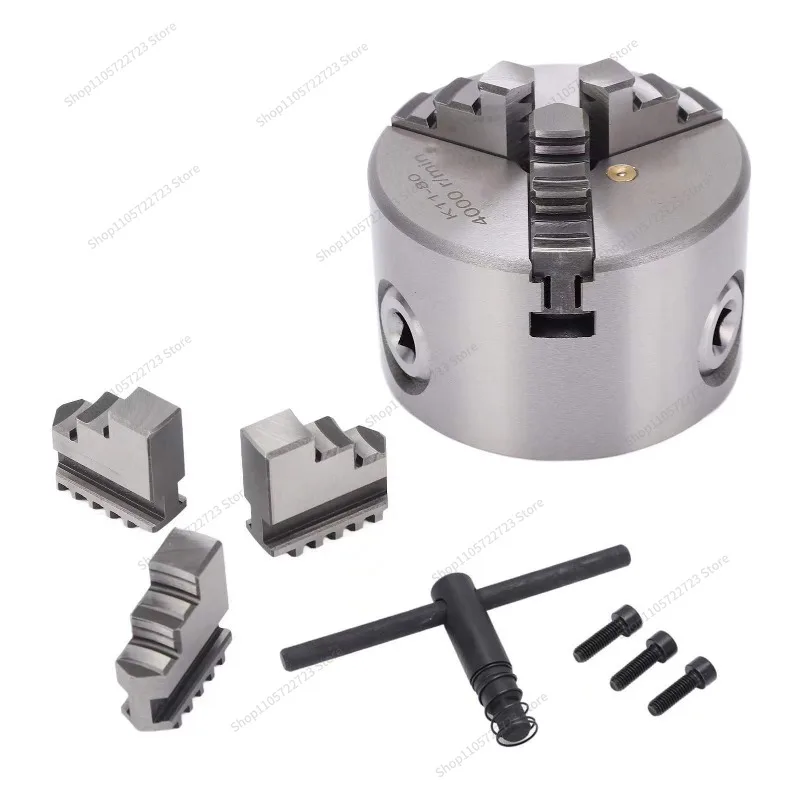 For K11 80 Three-Jaw Self-Centering Lathe Chuck with Internal & External Jaws Universal Workholding Accessory