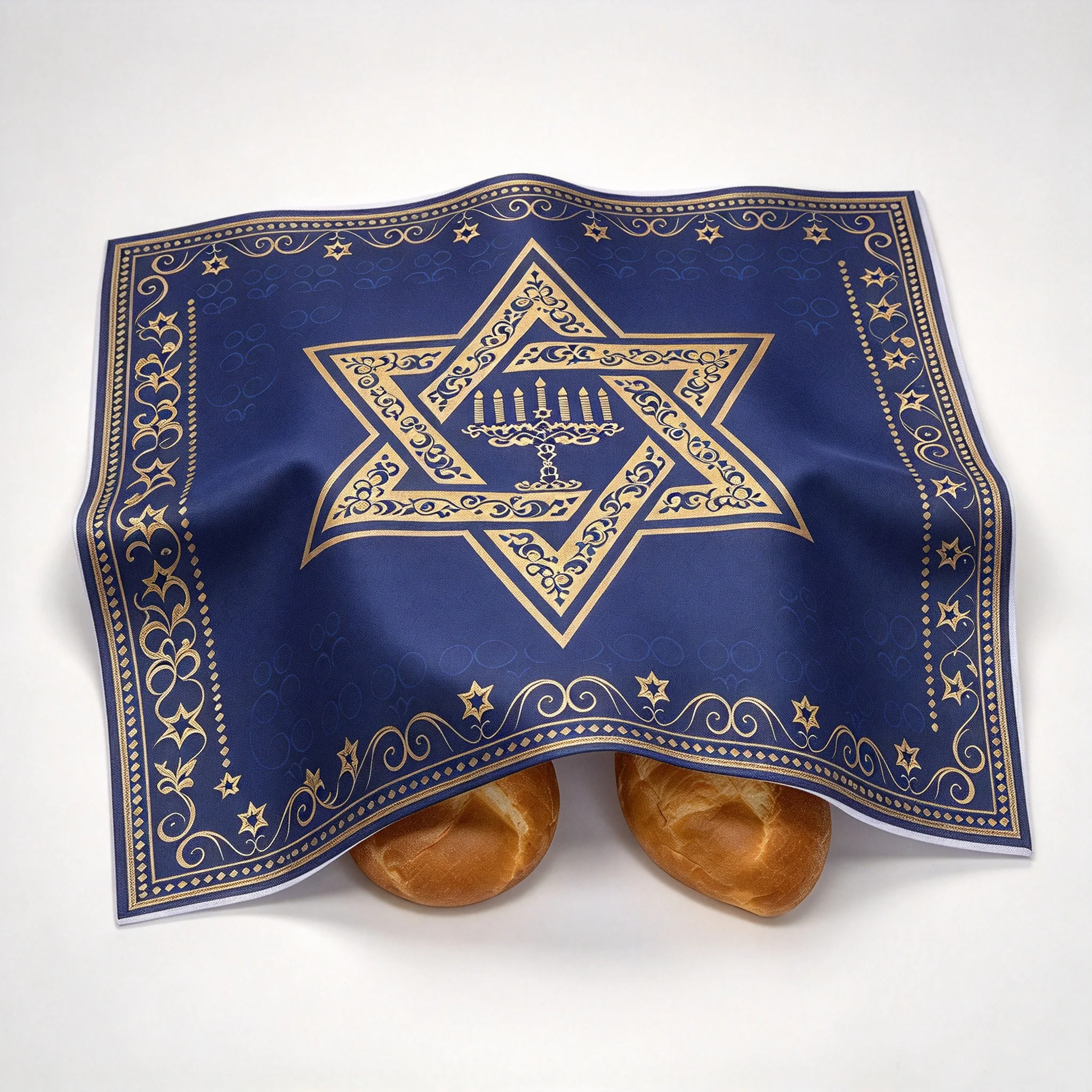 Jewish Hanukkah Chanukah Star of David Challah Cover Cloth Polyester Kitchen Dining Matzo Cover Cloth Hanukkah Judaica Gift