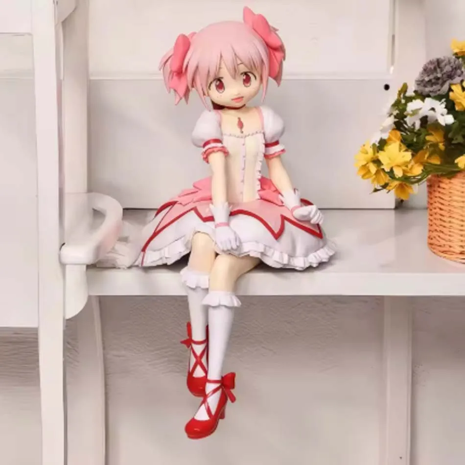 14cm Magical Girl Anime Figure Kaname Madoka Akemi Homura Figure Noodle Stopper Cute Loli Sitting Collection Model Toy Gift view 5
