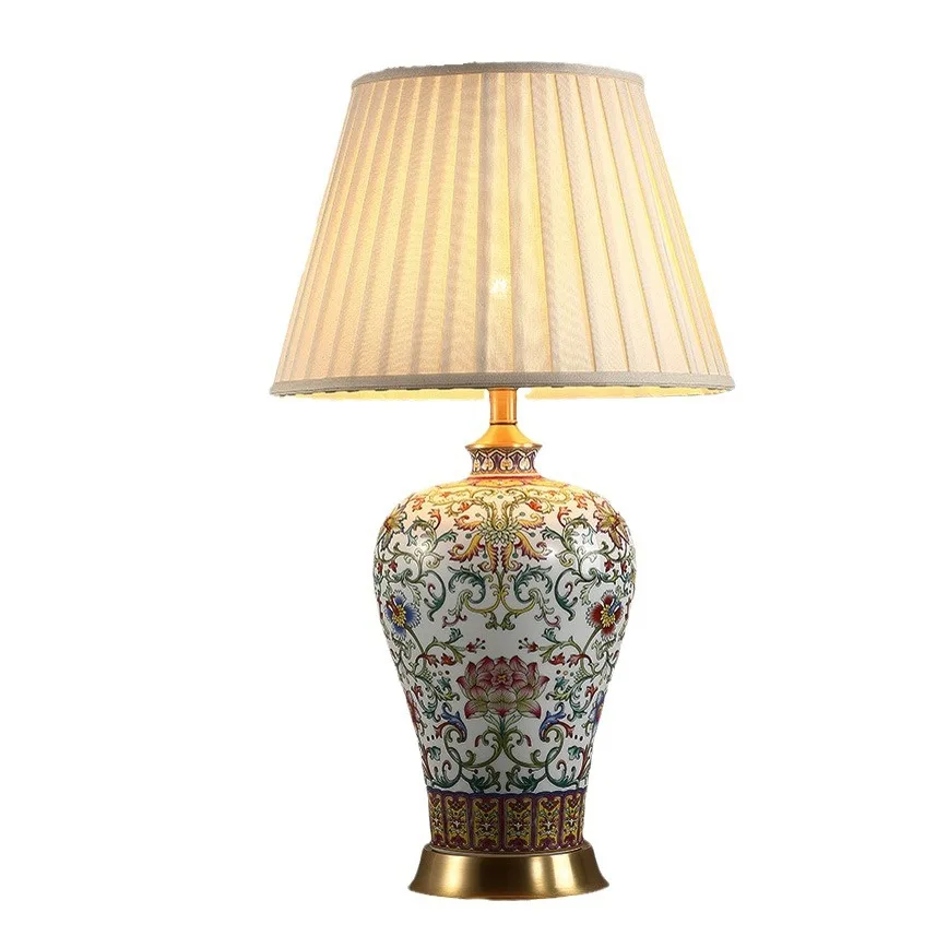 

Vintage hand-painted ceramic table lamp large living room bedroom lamp modern decorative lamp