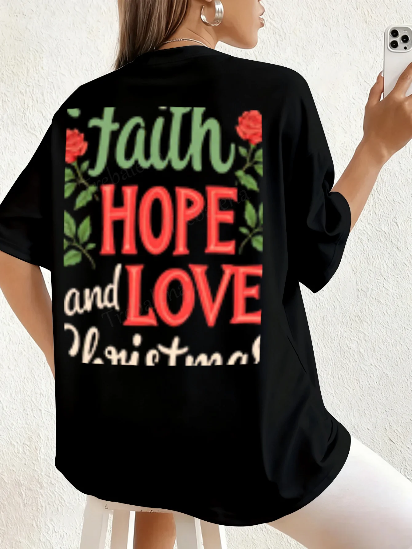 Women T-shirt Faith Hope Love Christmas Women's Sexy T-Shirt