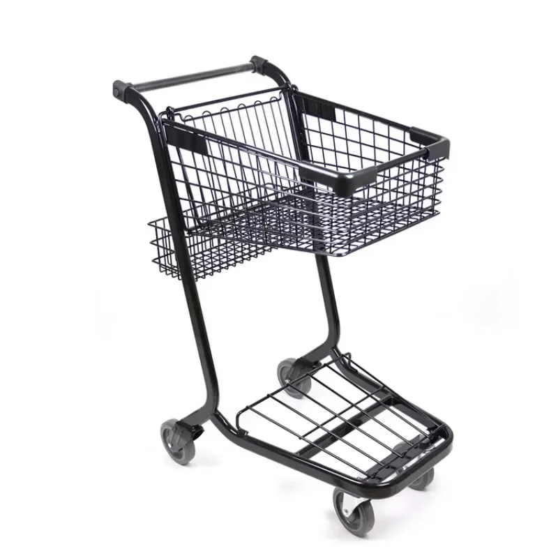 American Style Cart, 45L Single Basket Small Shopping Push Cart for Supermarkets Grocery Stores