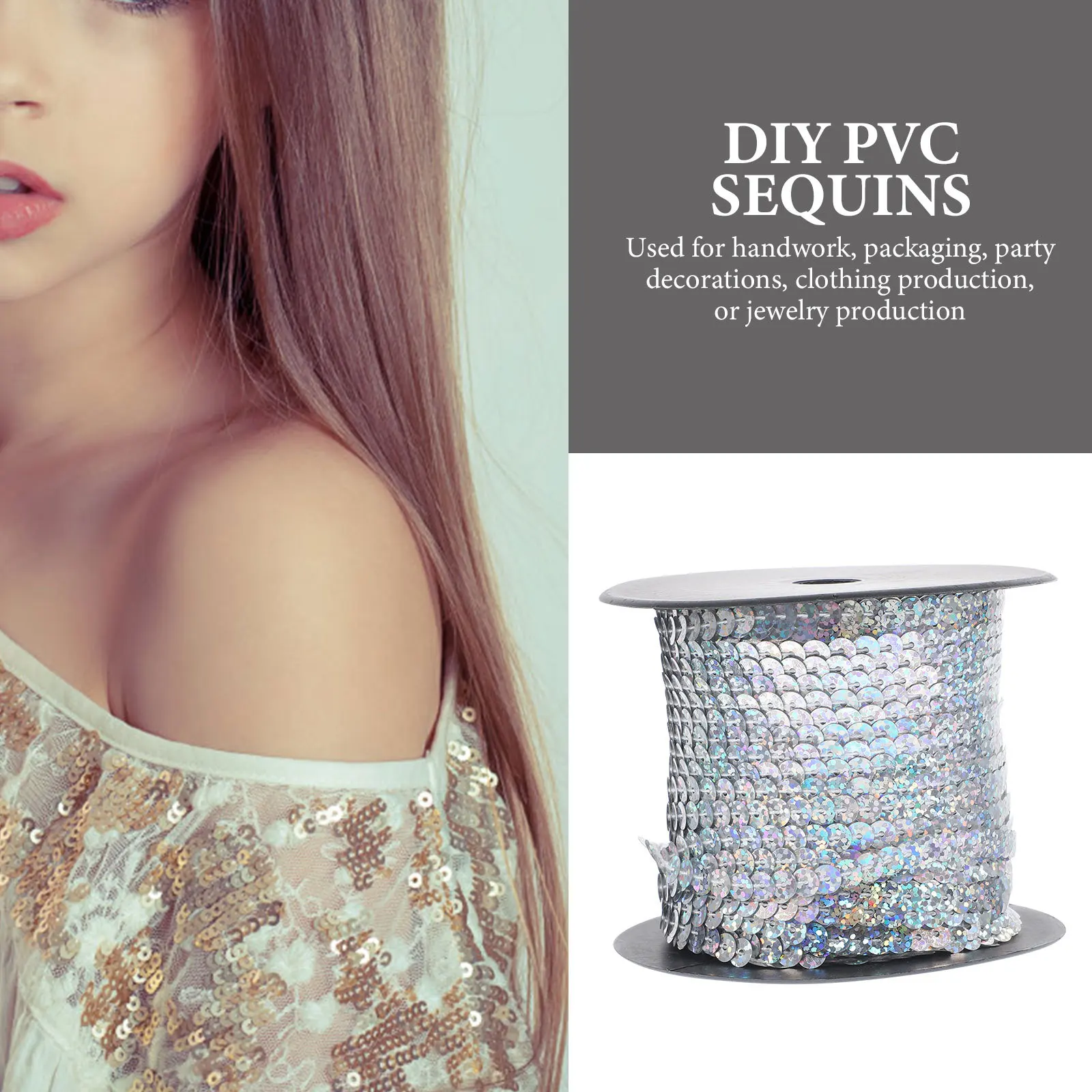 

1 Roll PVC Bright Round Sequins Hand Sewing DIY Crafts Clothing Accessories Decorative Sequins for Apparel Bags Jewelry