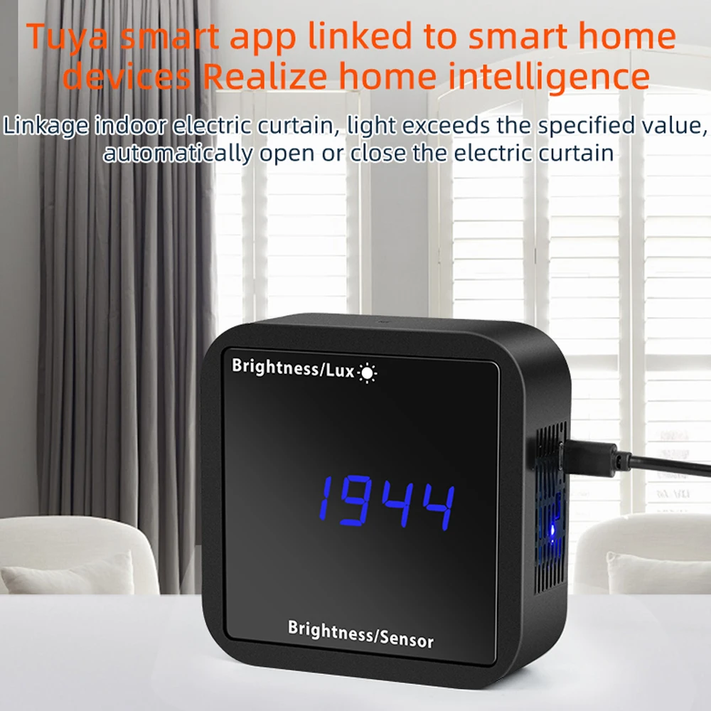 Tuya ZigBee كاشف الضوء الذكي مستشعر درجة الحرارة والرطوبة مع شاشة LED يدعم التحكم في التطبيق والربط المنزلي المتوافق