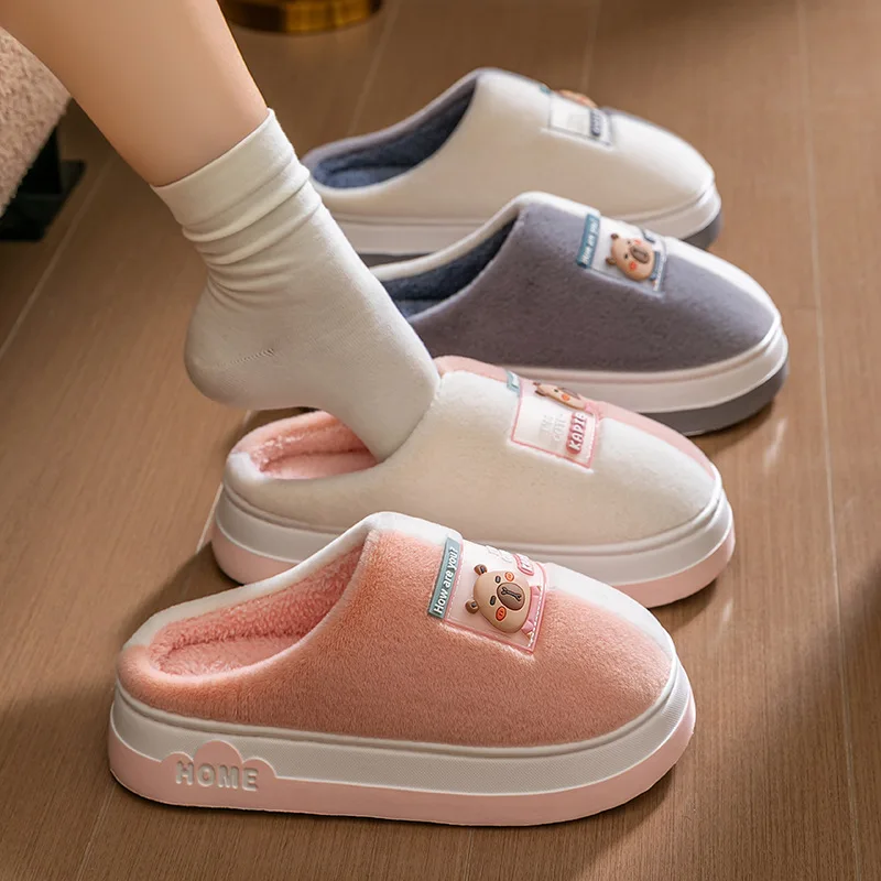 

Women's Slippers Cotton-Slippers Fashion Plush Autumn Winter Warm Shoes Intdoor Thick Sole Home Casual Shoes House Slippers