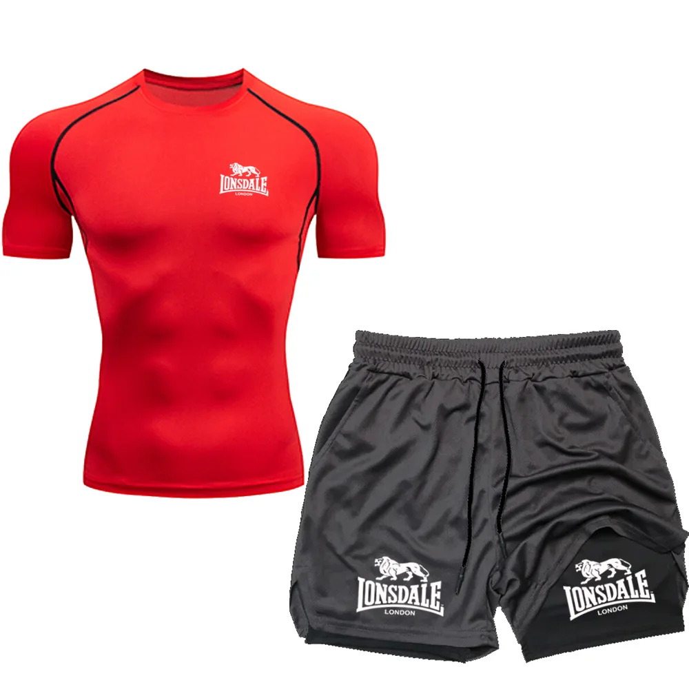 LONSDALE Men's Multi Pocket Shorts Beach Sports and Leisure Shorts Outdoor Training T-shirt
