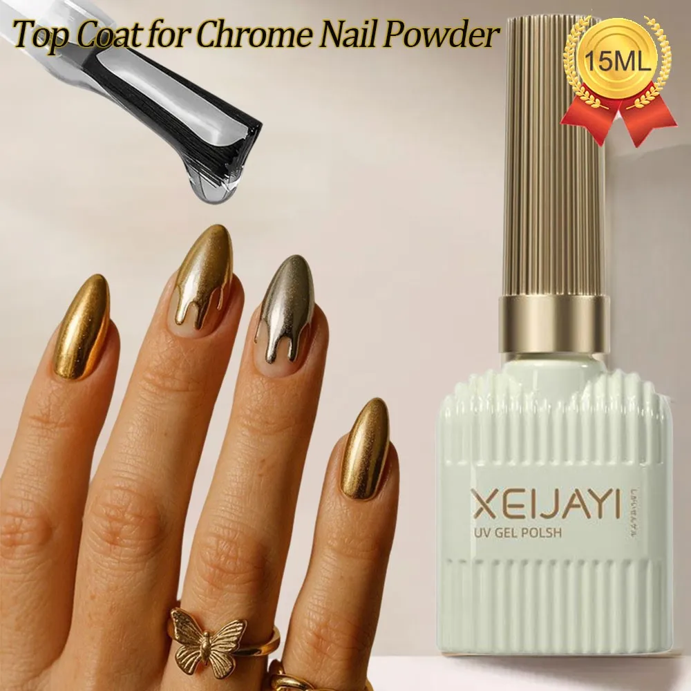 15ml Russian Matte Top Coat for Chrome Nail Powder 3D Mirror Chrome Nail Rubbing Powders Gel Top Coat  No Wipe Soak off UV Gel