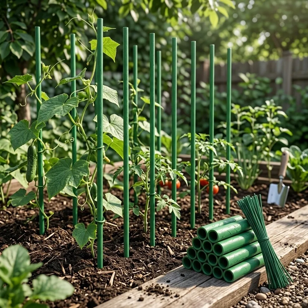 Plant Climbing Support Kit Poles Connectors With Cable Ties Garden Stakes 17inch Adjustable Length Plant Climbing Support Stakes