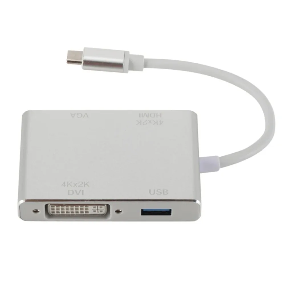 4K Type C to HDMI VGA USB DVI Converter 4 in 1 USB C Multiport Adapter USB-C to HDMI VGA Hub for Macbook Samsung Huawei Xiaomi