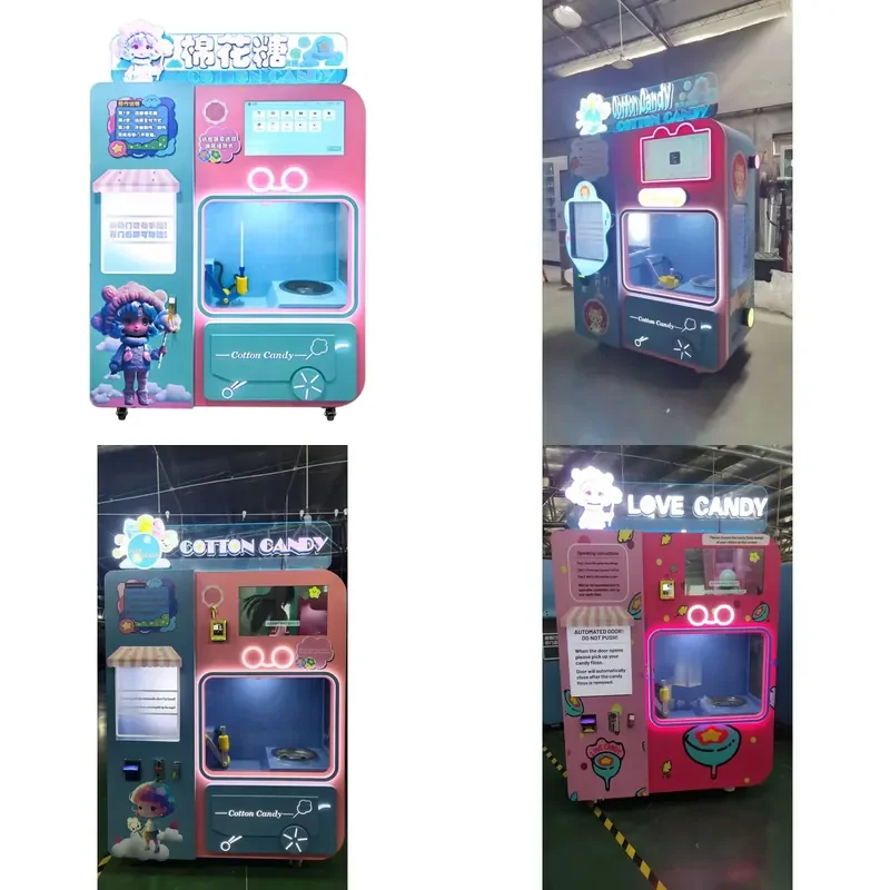 New All in One Automatic Corn Based Marshmallow Cotton Candy Vending Machine 1L Capacity Plug Powered Customizable Voltage