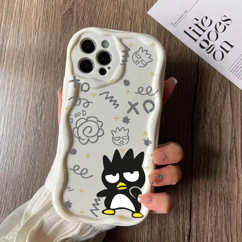 BAD BADTZ-MARU Phone Case for iPhone 16 15 14 Plus 13 12 Mini 11 Pro Max X Xs XR 7 8 3D Creamy Wave Soft Cover