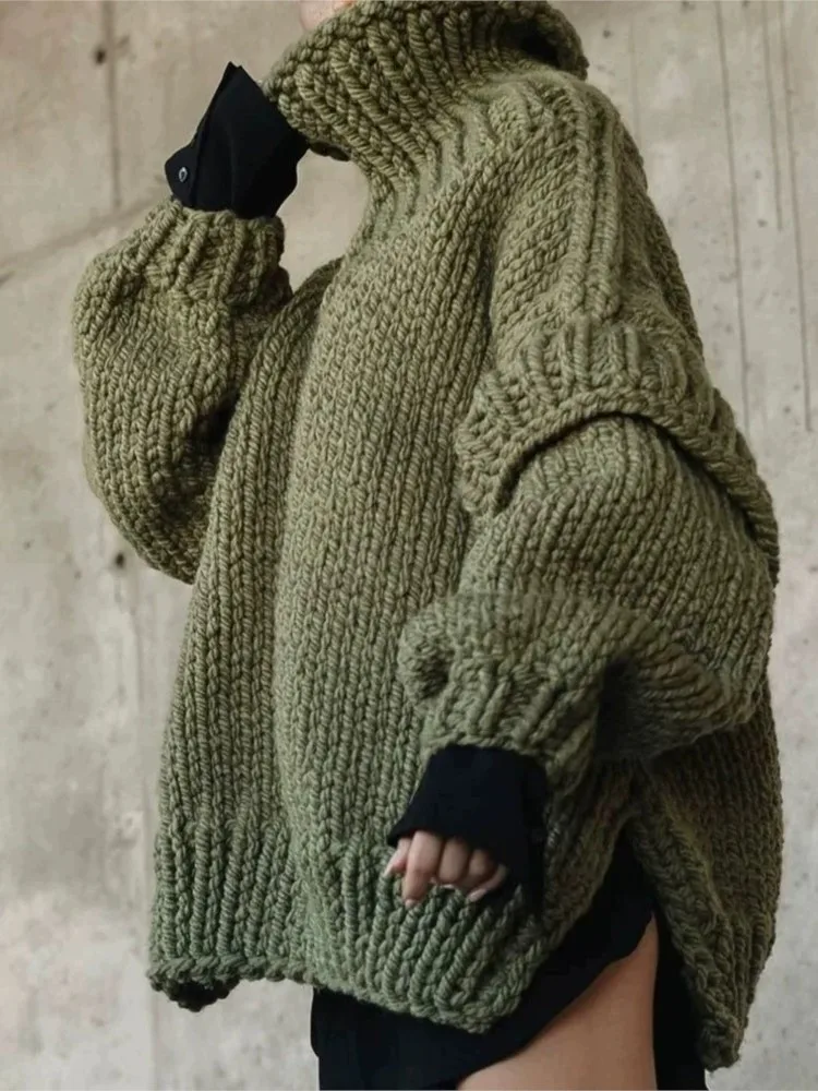 Mode Stricken Lose Pullover Für Frauen Casual Rollkragen Langarm Pullover Pullover Dame Urlaub Streetwear frauen Kleidung