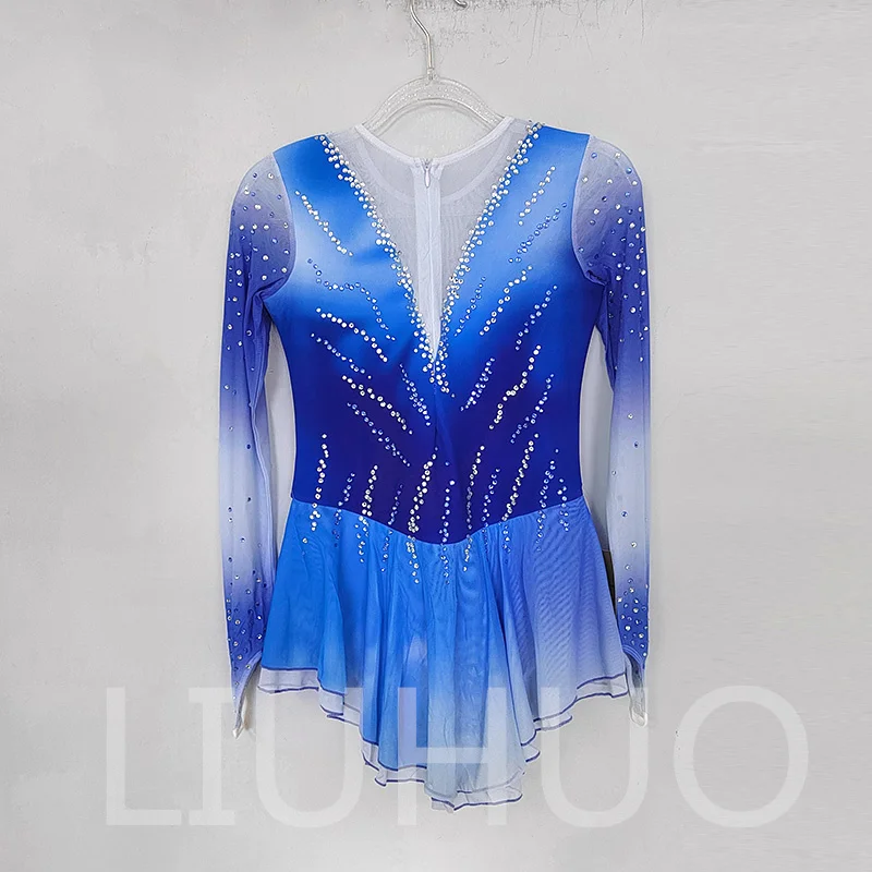 LIUHUO Ice Figure Skating Dress Girls Women Teens Stretchy Spandex Gradient Competition Wholesale