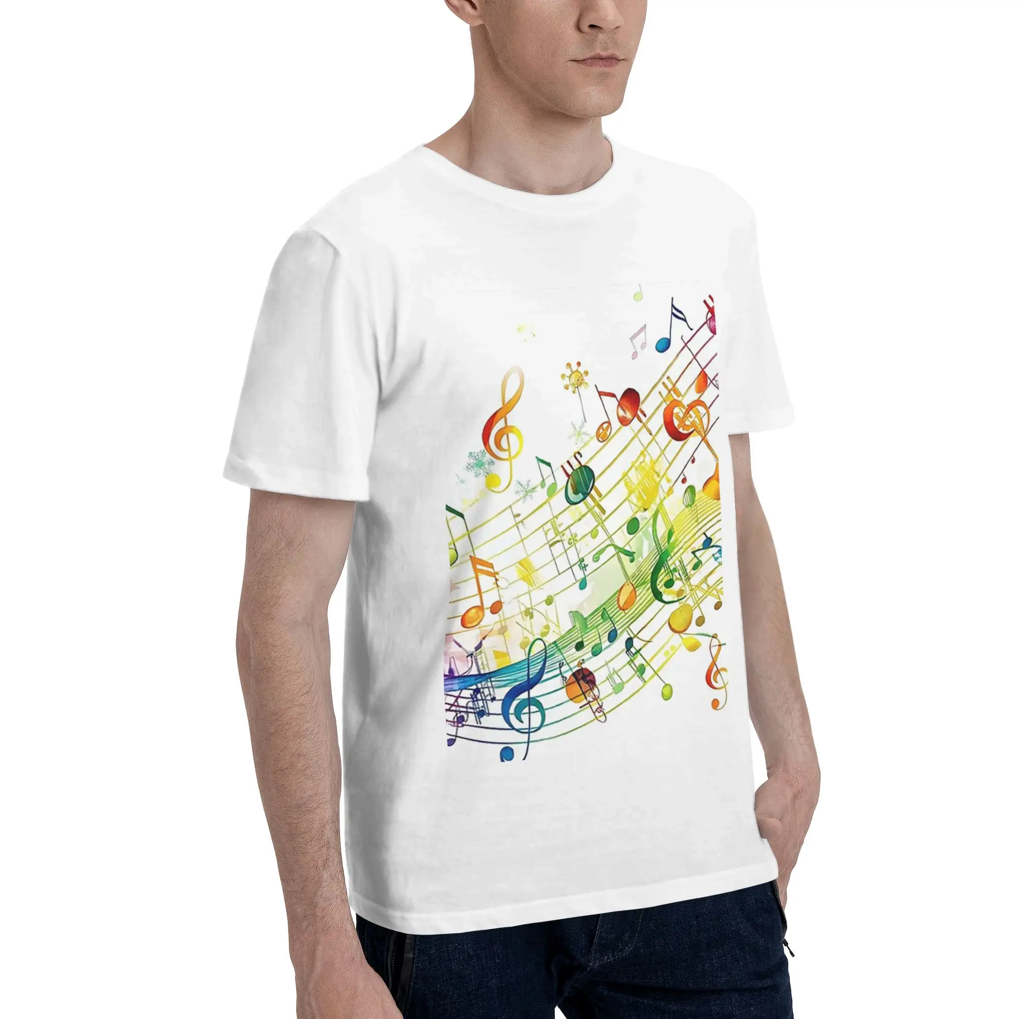 

Abstract Piano Keys With Musical Notes Men T-Shirt Plus Size T Shirts Men's Round Neck Cotton Tees Short Summer Male