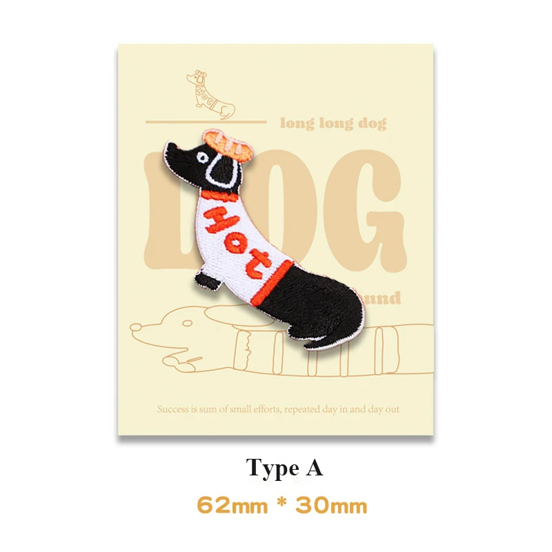 1-teilige niedliche Dackel-Aufnäher mit besticktem Hund für Mädchen, Tasche, DIY, kleiner Klebeaufkleber für Kinderkleidung, Haarspange, Designer – Detail 5