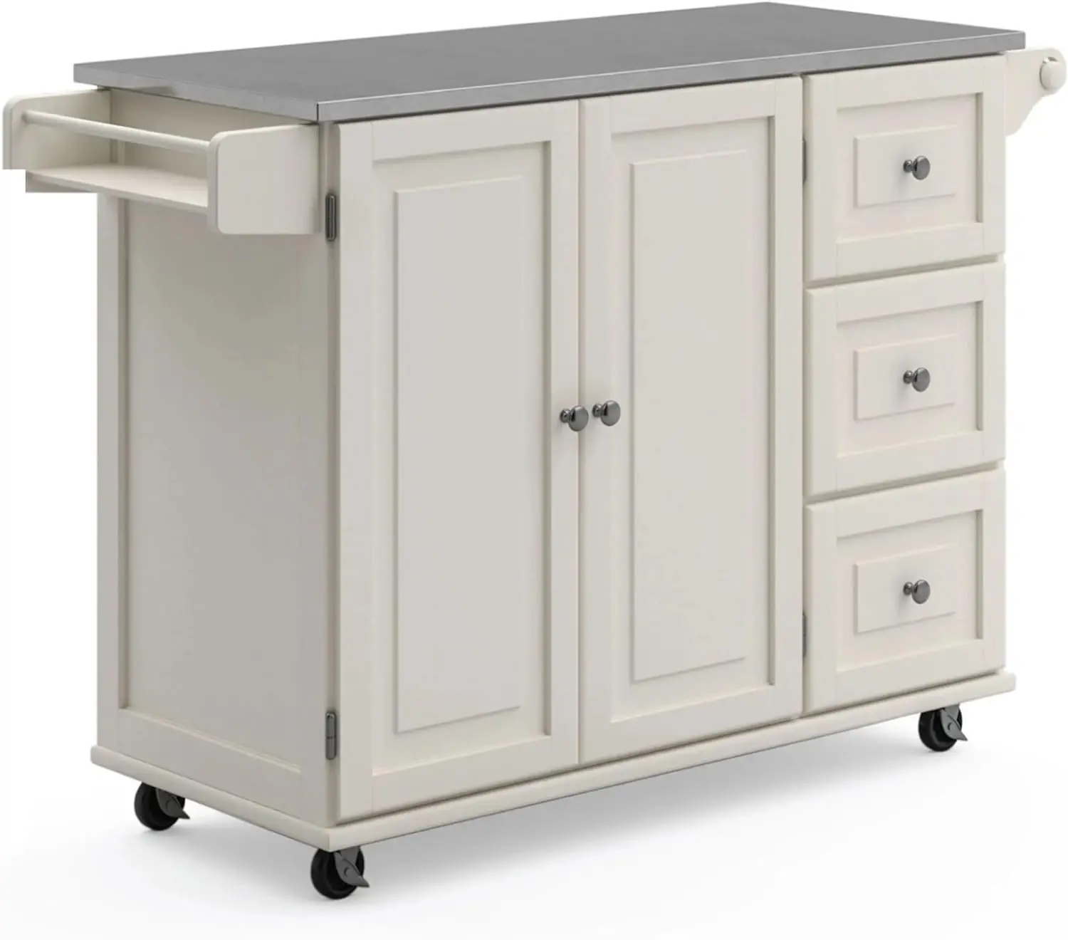 

Homestyles Kitchen Cart with Stainless Steel Metal Top Rolling Mobile Kitchen Island with Storage and Towel Rack 54 Inch Width