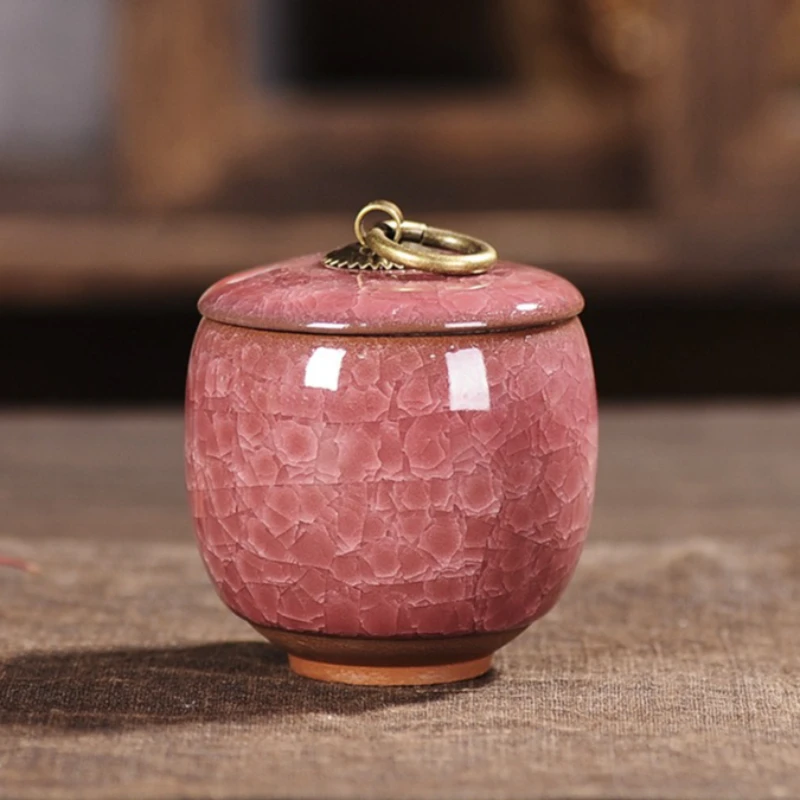 Mini Pet Urn Ceramic Portable Puppy Ashes Box Ice Cracked Glaze Cat Dog Memory Box for Hamster Bird Rabbit Small Animal Pets