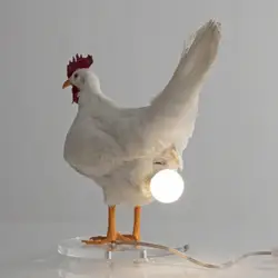 Taxidermy lampa z kurczaka dekoracyjne lampki nocne do pokoju, symulowane zwierzęce jaja kurze lampa Party Carnival Home Decoration