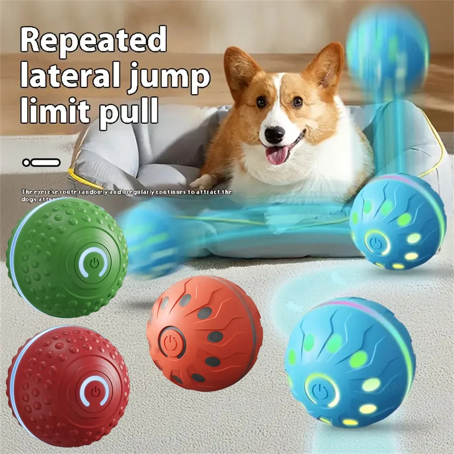 Juguetes inteligentes para perros, pelota electrónica interactiva para gatos, pelota para saltar y rodar para mascotas, USB, rebote en movimiento automático para perros grandes y medianos