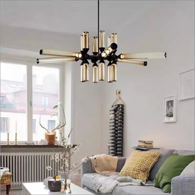 Modern Nordic Glass Tube Led Pendant Lamps Hanging Lights Living Dining Room Bedroom Bedside Cafe Bar Home Decoration Chandelier