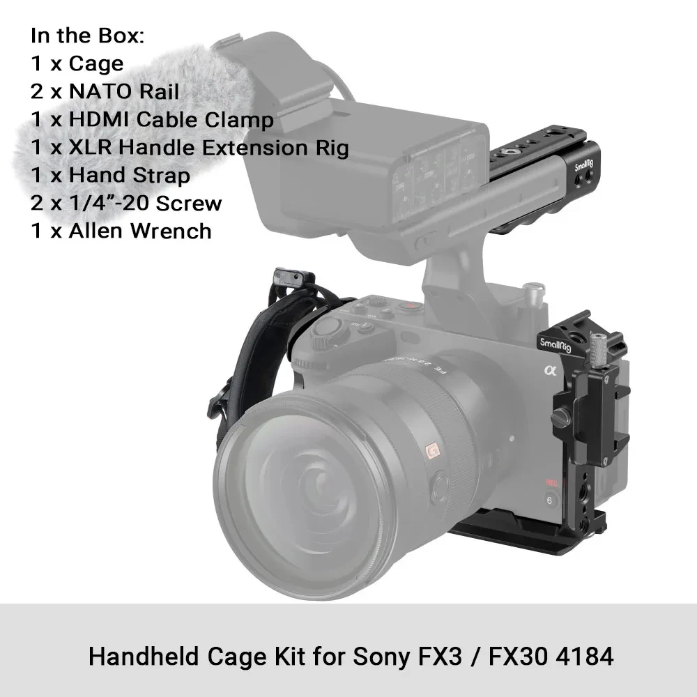 Sony fx30/fx3用smallrigハンドヘルドケージ、ハンドストラップ付き