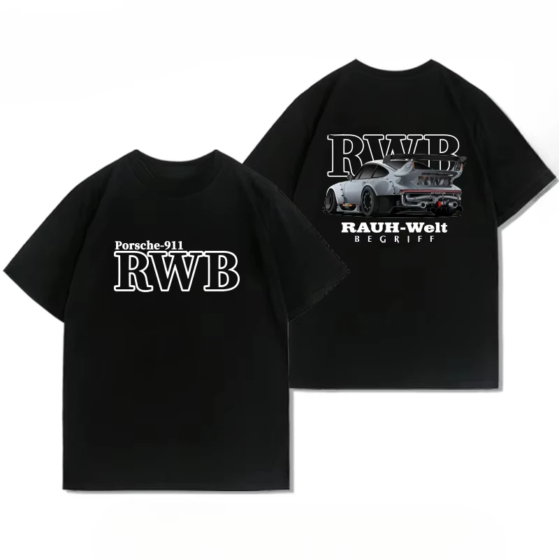 

2025 911 Rwb Modified Sports Car Club Culture T-Shirt - Men's And Women's Size - Cotton Loose-Fitting Breathable Short Sleeve