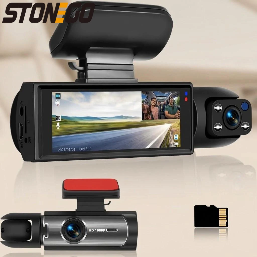 

Видеорегистратор 1080P HD с двумя камерами (передняя и задняя), ИК ночным видением, G-сенсором и 3,16-дюймовым IPS-экраном