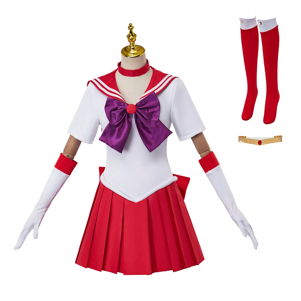 Hino Rei Cosplay Anime Sailor Mars Cosplay Fantasia Costume Disguise For Women Girls Dress Headband Halloween Carnival Suit